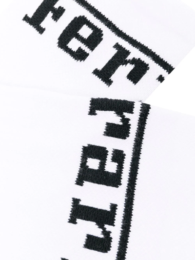 Shop Ferrari Logo-print Ribbed Socks In White