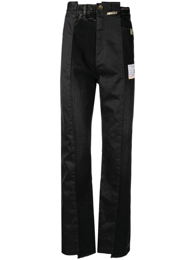 Shop Miharayasuhiro Panelled Straight-leg Jeans In Black