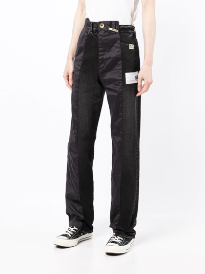 Shop Miharayasuhiro Panelled Straight-leg Jeans In Black