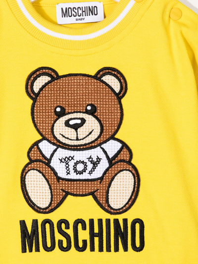 Shop Moschino Teddy Bear Motif Jumper In Yellow
