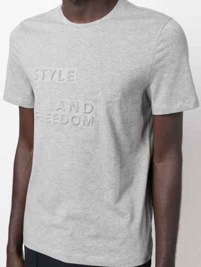 Shop Corneliani Slogan-print Short-sleeved T-shirt In Grey