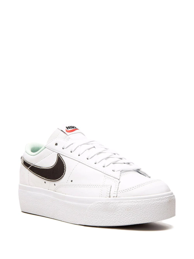 Nike White Blazer Low Platform Sneakers In White