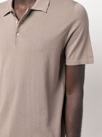 Shop Corneliani Cotton Fine-knit Polo Shirt In Brown