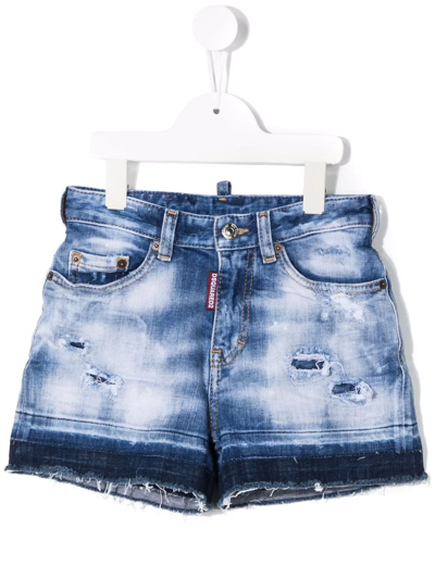 Shop Dsquared2 Distressed-effect Denim Shorts In Blue