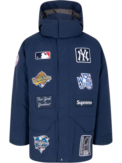 Supreme X New York Yankees Gore-tex 700-fill Down Jacket In Blue 
