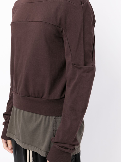 Shop Rick Owens Gethsemane Panelled Sweatshirt In Brown