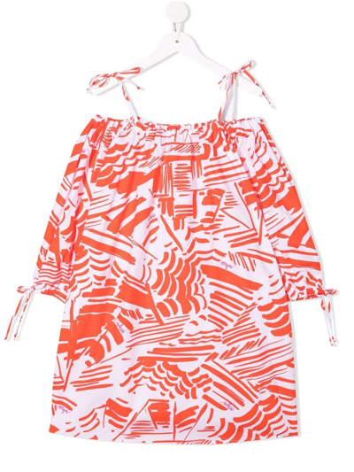 Msgm All-over Graphic-print Dress In Red