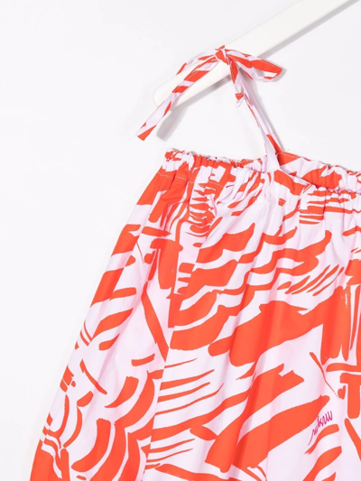 Msgm All-over Graphic-print Dress In Red