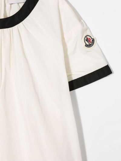 Shop Moncler Logo-patch Sleeve Dress In Neutrals