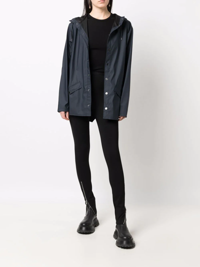 Rains Drawstring-hooded Bomber Jacket In Blue