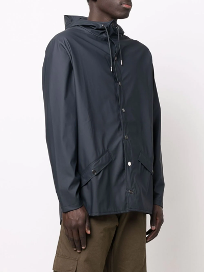 Rains Drawstring-hooded Bomber Jacket In Blue