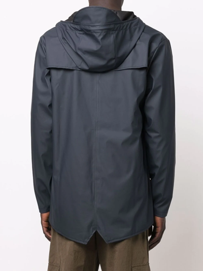 Shop Rains Drawstring-hood Bomber Jacket In Blue