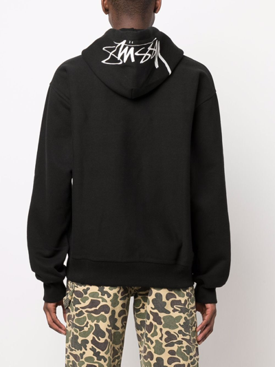 Shop Stussy Logo-print Hoodie In Black