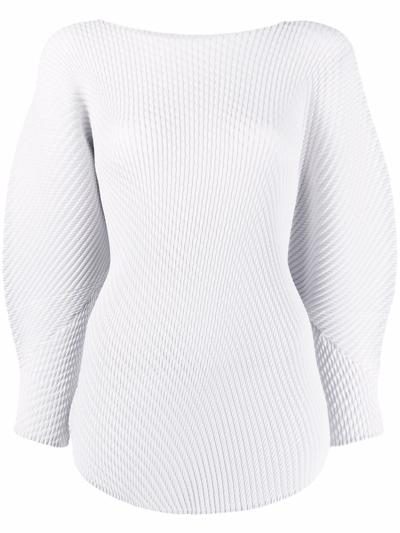 Shop Issey Miyake Misty Pleats Puff-sleeved Sweatshirt In Grey