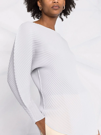 Shop Issey Miyake Misty Pleats Puff-sleeved Sweatshirt In Grey