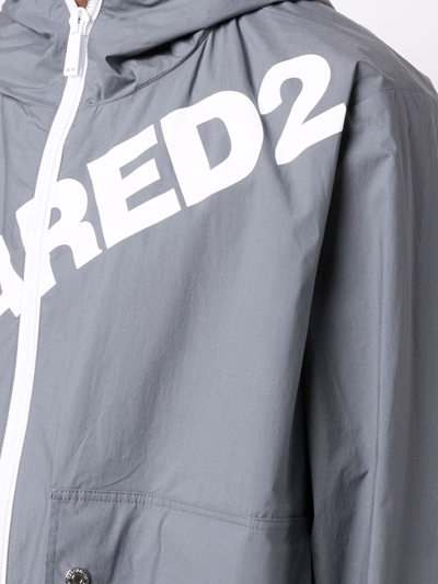 Dsquared2 Logo-print Hooded Jacket In Grey