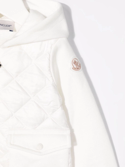 Shop Moncler Quilted-panel Hooded Jacket In White