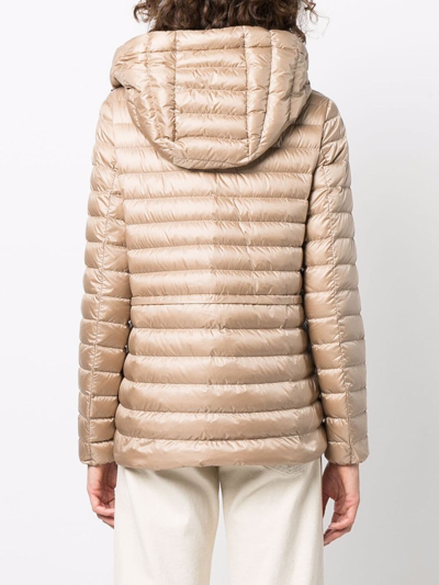 Shop Moncler Raie Hooded Feather-down Jacket In Neutrals