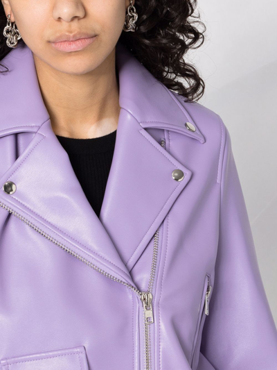 Shop Stand Studio Esmeralda Faux-leather Biker Jacket In Purple