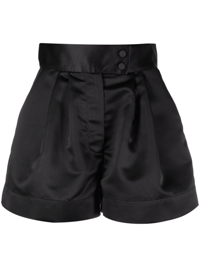 Shop Styland High-waisted Satin Shorts In Black