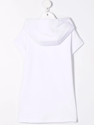 Shop Michael Kors Cotton Logo-print Hooded Dress In White