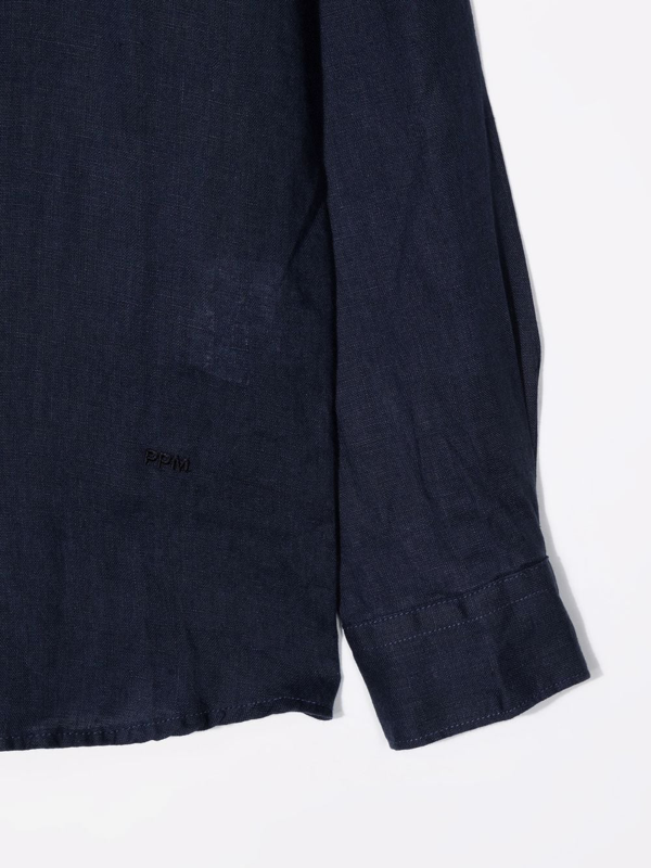 Paolo Pecora Kids long sleeves linen shirt - Blue