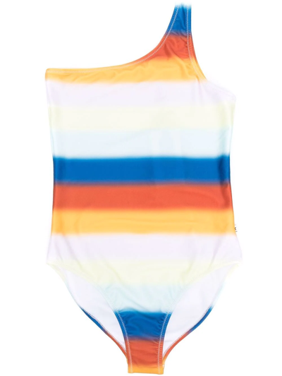 Shop Molo Teen One-shoulder Swimsuit In Neutrals