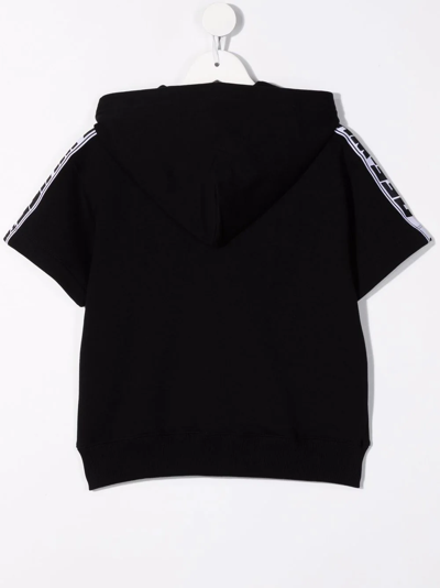 Shop Off-white Logo-tape Short-sleeve Hoodie In Black