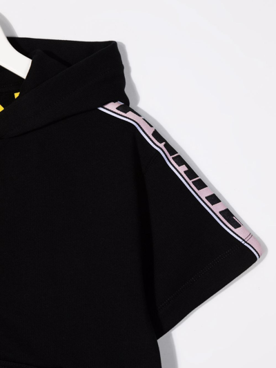 Shop Off-white Logo-tape Short-sleeve Hoodie In Black