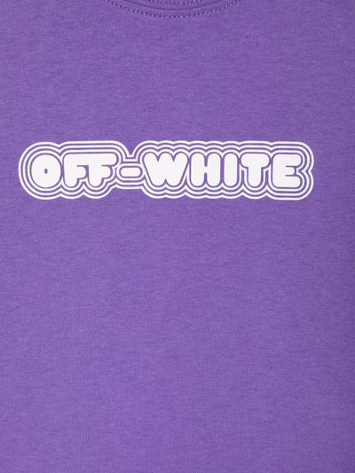 Shop Off-white Logo-print Cotton T-shirt In Purple