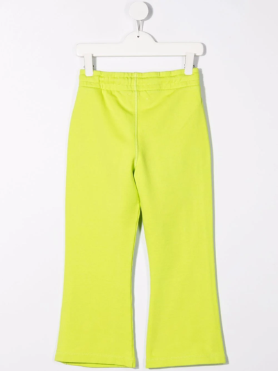 Off-white Logo-print Flared Track Pants In Green