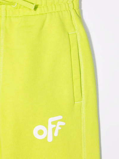 Shop Off-white Logo-print Flared Track Pants In Green