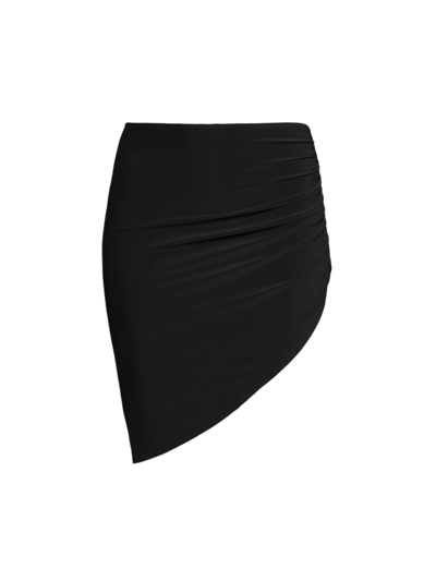 Shop Norma Kamali Women's Draped Asymmetric Miniskirt In Black