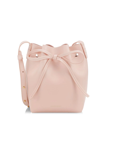 Shop Mansur Gavriel Women's Mini Leather Bucket Bag In Pink