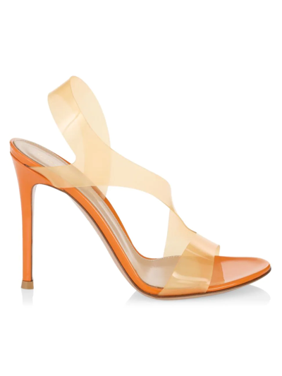 Shop Gianvito Rossi Women's Metropolis Tpu Translucent-strap Sandals In Mango