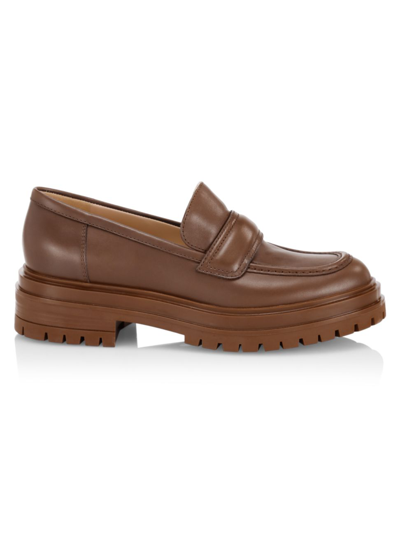 Shop Gianvito Rossi Women's Argo Leather Lug-sole Loafers In Cuoio