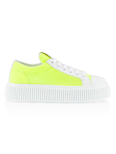 Shop Miu Miu Mesh Creeper Sneakers In Giallo Bianco