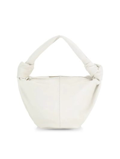 Shop Bottega Veneta Women's The Teen Double Knot Leather Top Handle Bag In White Gold