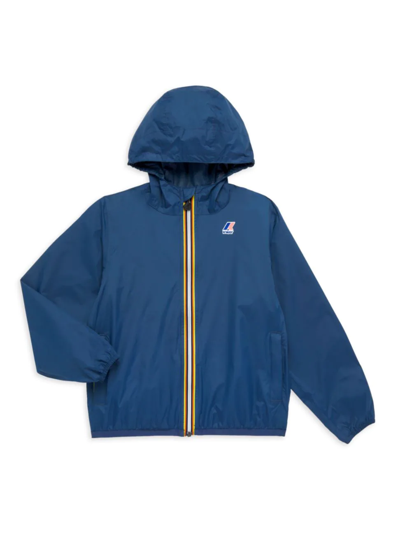 Shop K-way Little Boy's & Boy's Claude Hooded Windbreaker Jacket In Deep Blue