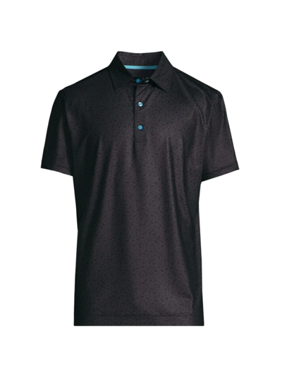 Shop Swag Golf Men's Drop 2.0 Stacked Skulls Jacquard Slim-fit Polo In Black Blue