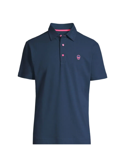 Shop Swag Golf Men's Swag Skull Athletic-fit Polo Shirt In Navy Pink