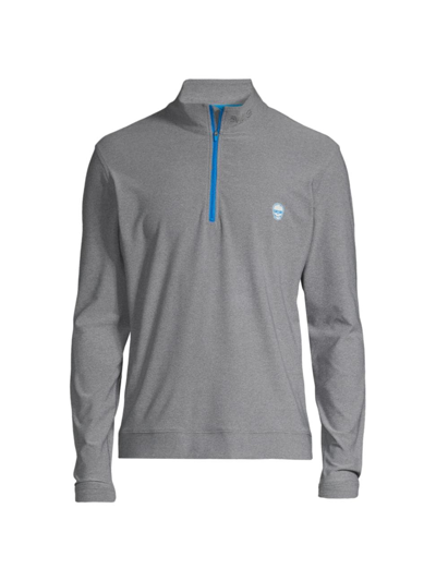 Shop Swag Golf Men's Skull Quarter-zip Sweater In Grey Blue