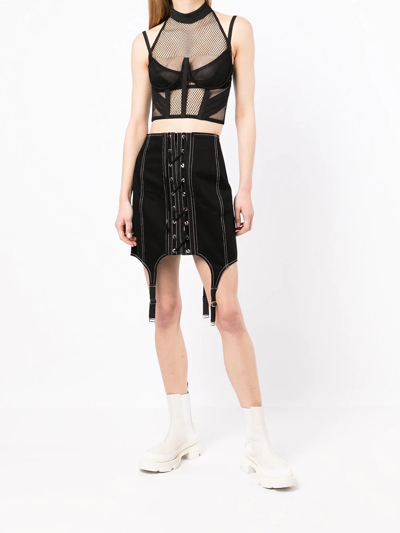 Dion Lee Net-lace Layered Bra Top In Black