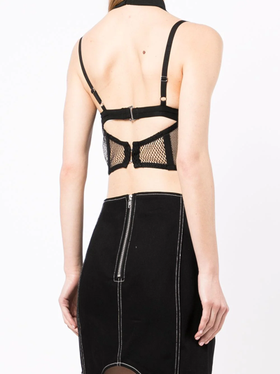 Shop Dion Lee Net-lace Layered Bra Top In Schwarz