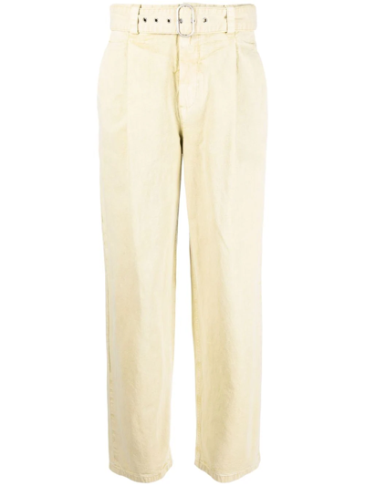 Shop Jil Sander Pleat-detail Straight-leg Trousers In Gelb