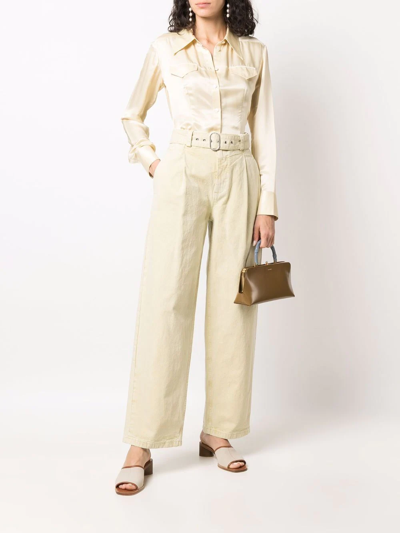 Shop Jil Sander Pleat-detail Straight-leg Trousers In Gelb