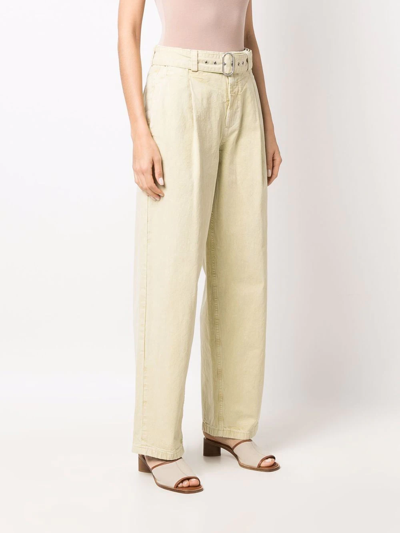 Shop Jil Sander Pleat-detail Straight-leg Trousers In Gelb