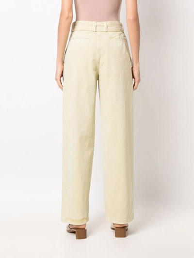 Shop Jil Sander Pleat-detail Straight-leg Trousers In Gelb