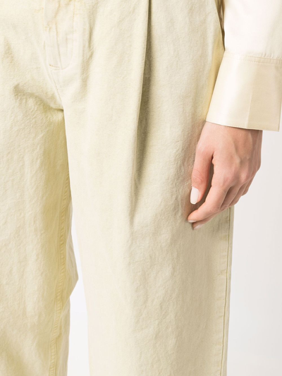 Shop Jil Sander Pleat-detail Straight-leg Trousers In Gelb