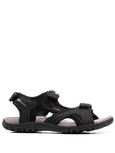 Shop Geox Strada Double-strap Sandals In Schwarz